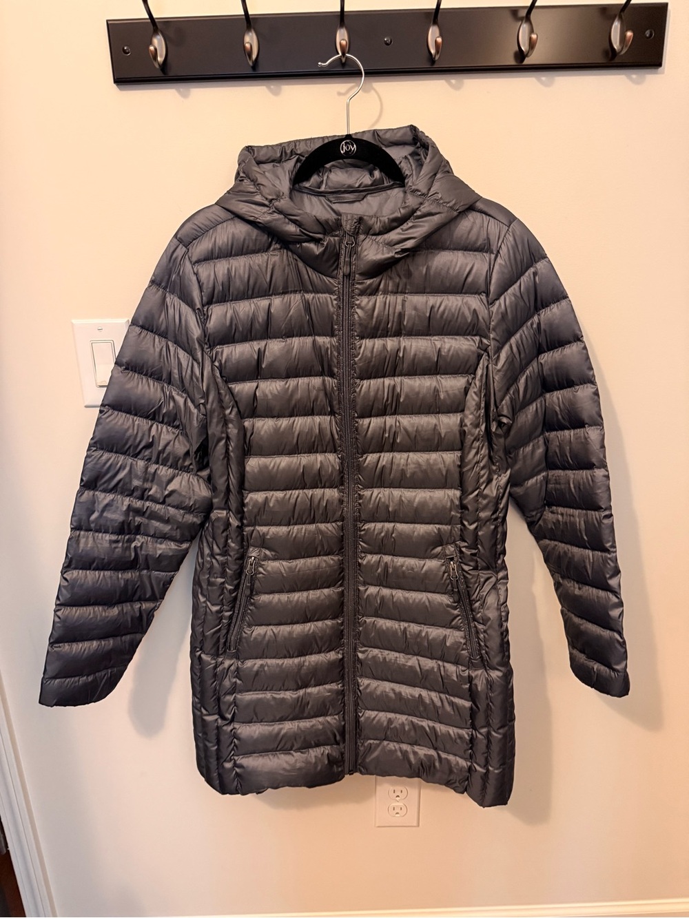 Lightweight Hooded Packable Down Puffer Jacket - Gray